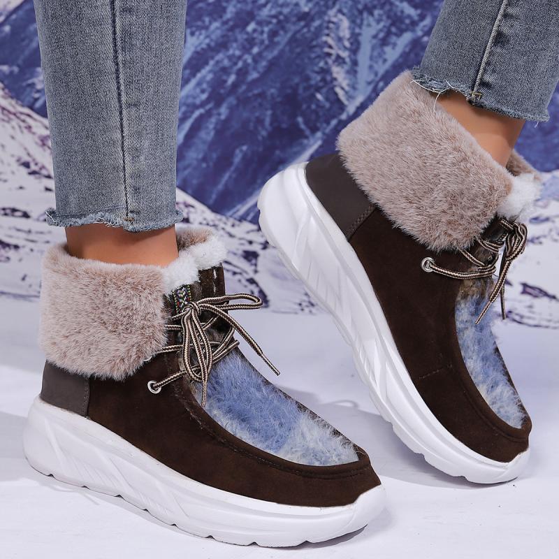 Women'S Fashion Hiking Boots - Moda pele do falso rendas até