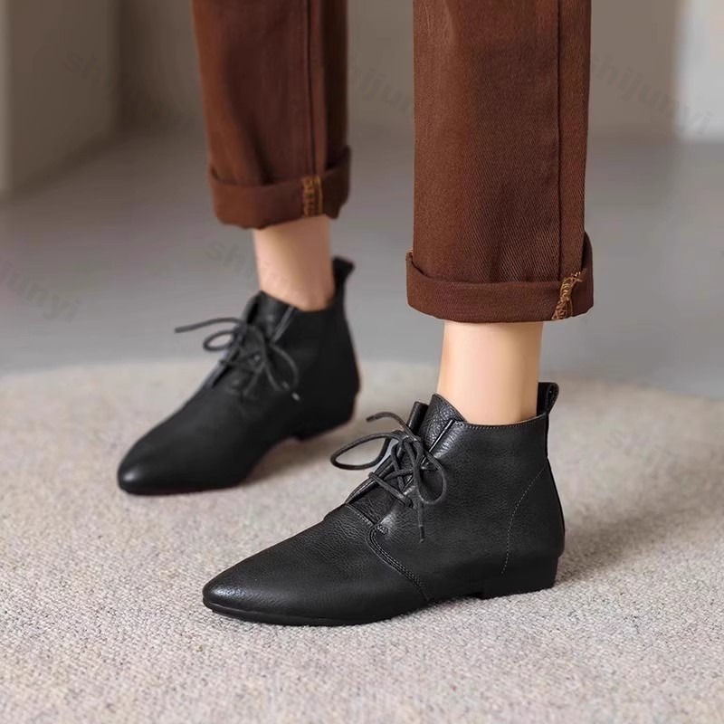 Women'S Fashion Trends 2025 - Mulheres botas curtas 2025 couro novas