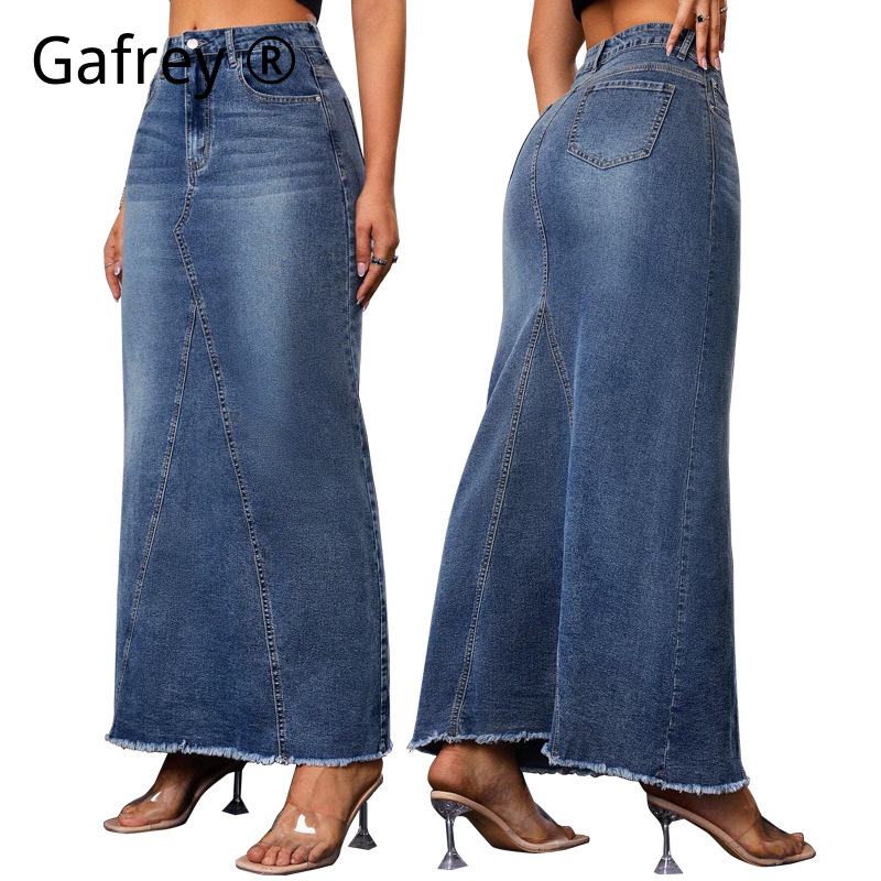 A-Line Skirt Midi - Saia Midi Jeans Feminina de Cintura