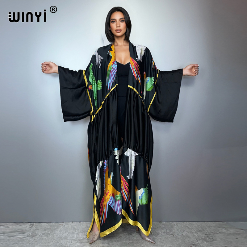 Women'S Fashion Kimono - Winyi impressão boho quimono maxi beach