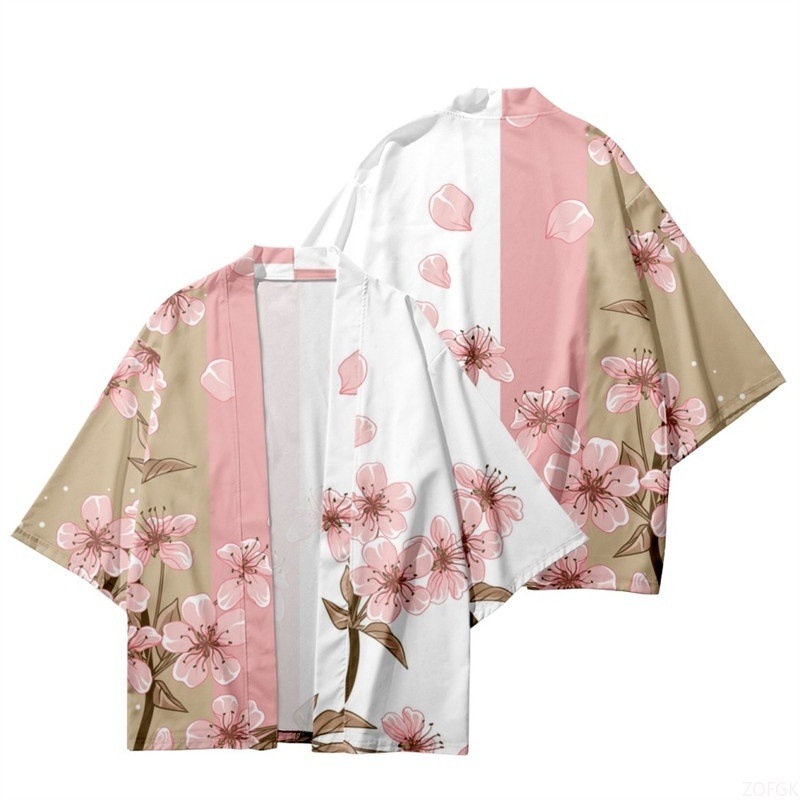 Women'S Fashion Kimono - Verão feminino flor impressão quimono masculino