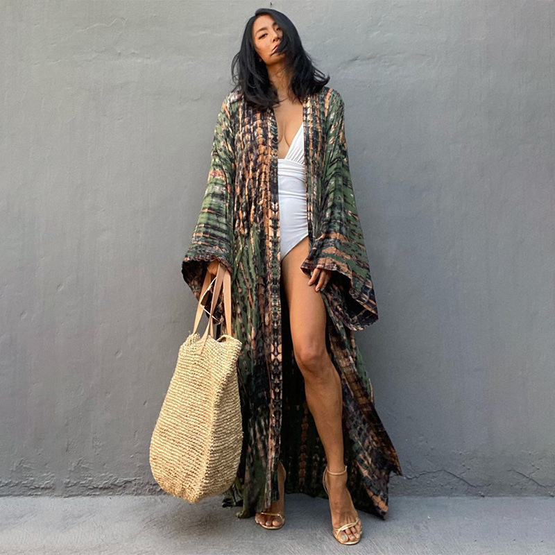 Women'S Fashion Kimono - Praia cover ups feminino tie dye