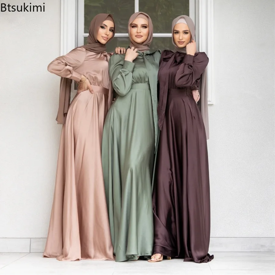 Turkey Women Fashion - Vestido de cetim elegante para mulheres,