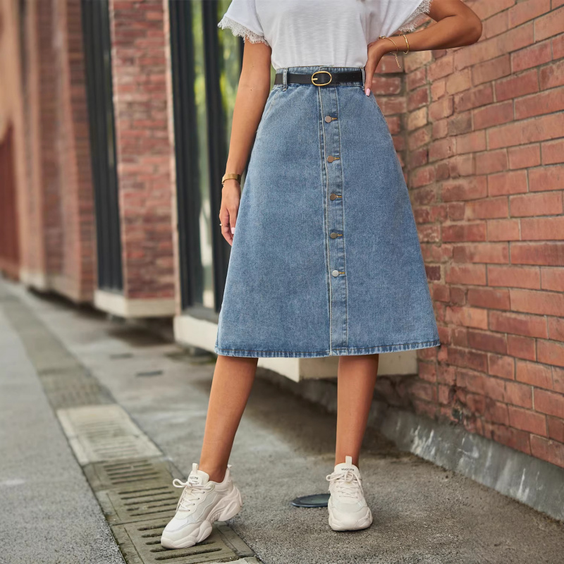 Saia Midi Versátil de Jeans La - A-Line Skirt Midi avaliação e preço