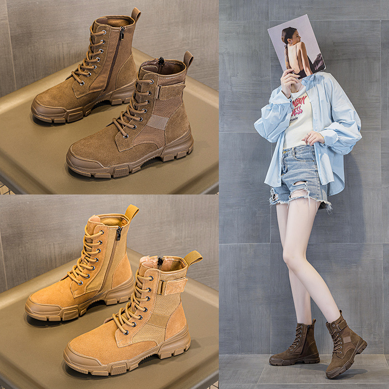 Botas Femininas de Couro Genuí - Women'S Fashion Hiking Boots avaliação e preço
