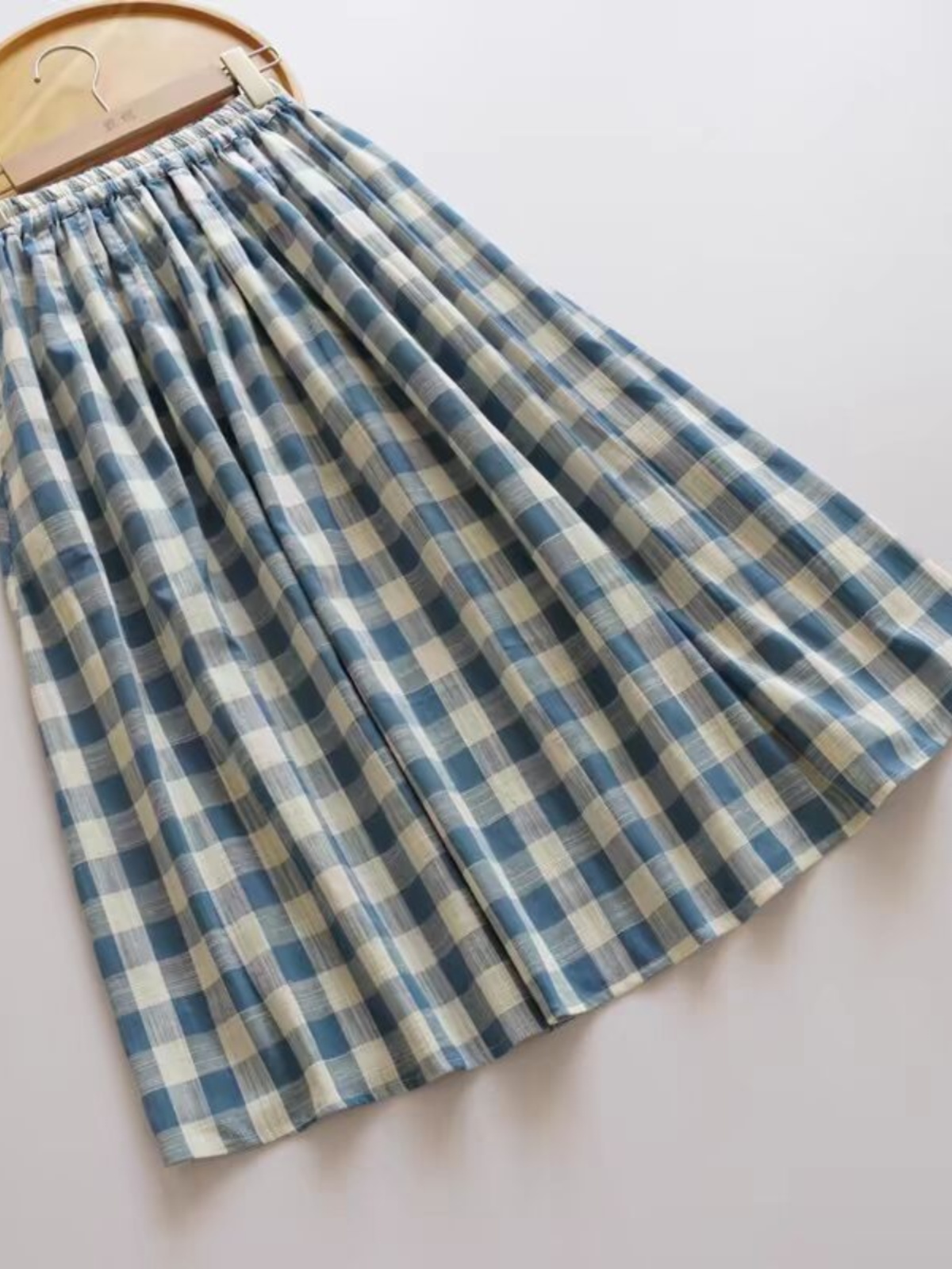 Saia Midi Solta Xadrez Azul de - A-Line Skirt Midi avaliação e preço