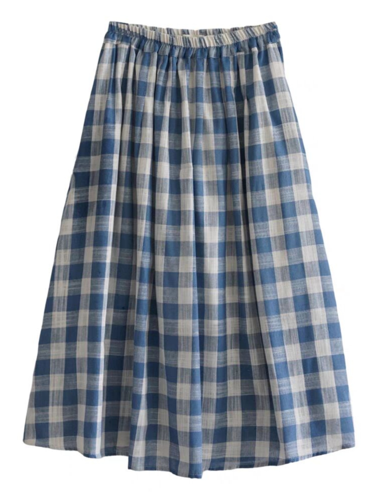Saia Midi Solta Xadrez Azul de - A-Line Skirt Midi avaliação e preço