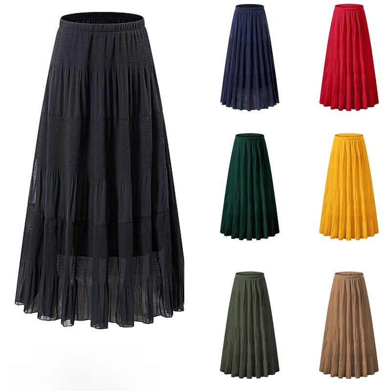 Saia Longa Feminina de Cintura - A-Line Skirt Midi avaliação e preço